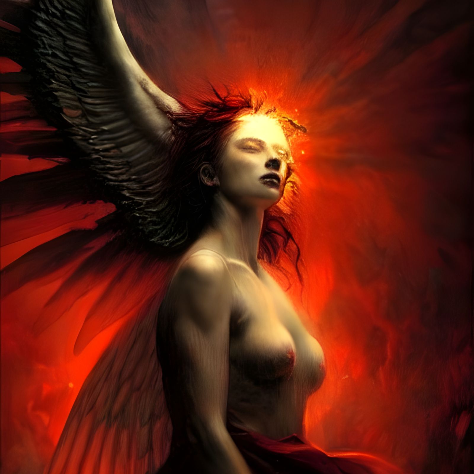 Demonic Angel in Sinister Surrealism Style