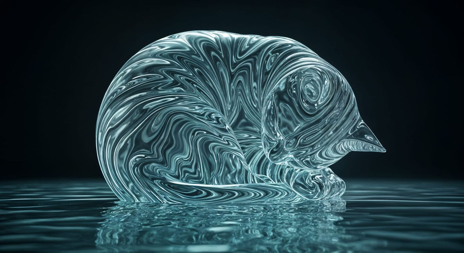 Transparent Water Cat Sleeping Peacefully