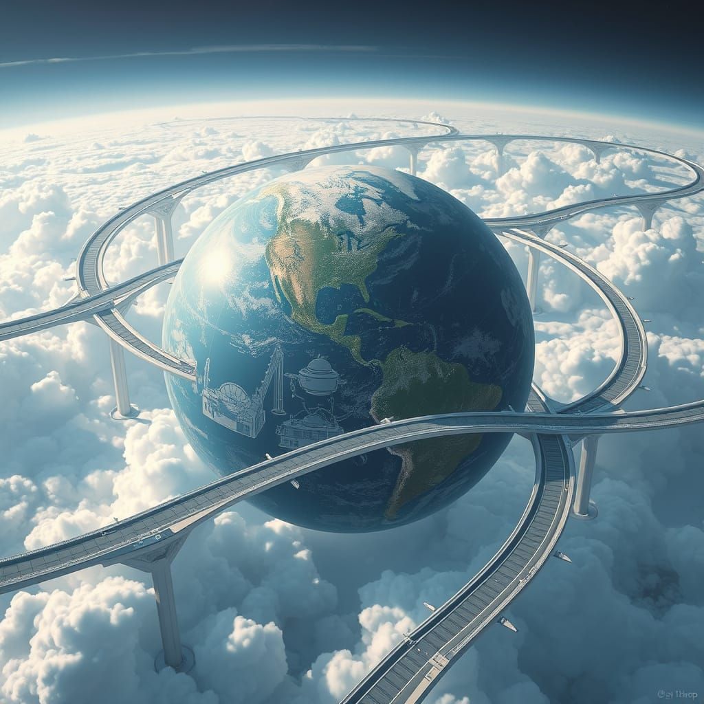 Surreal Earthscapes Connected by Majestic Bridges in a Futur...