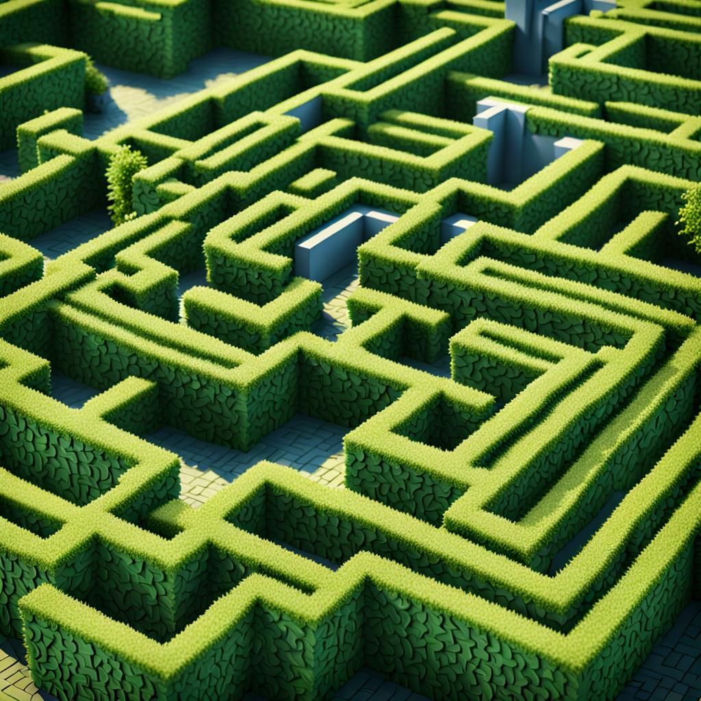 Complex Hyperdetailed Fantasy Hedge Maze