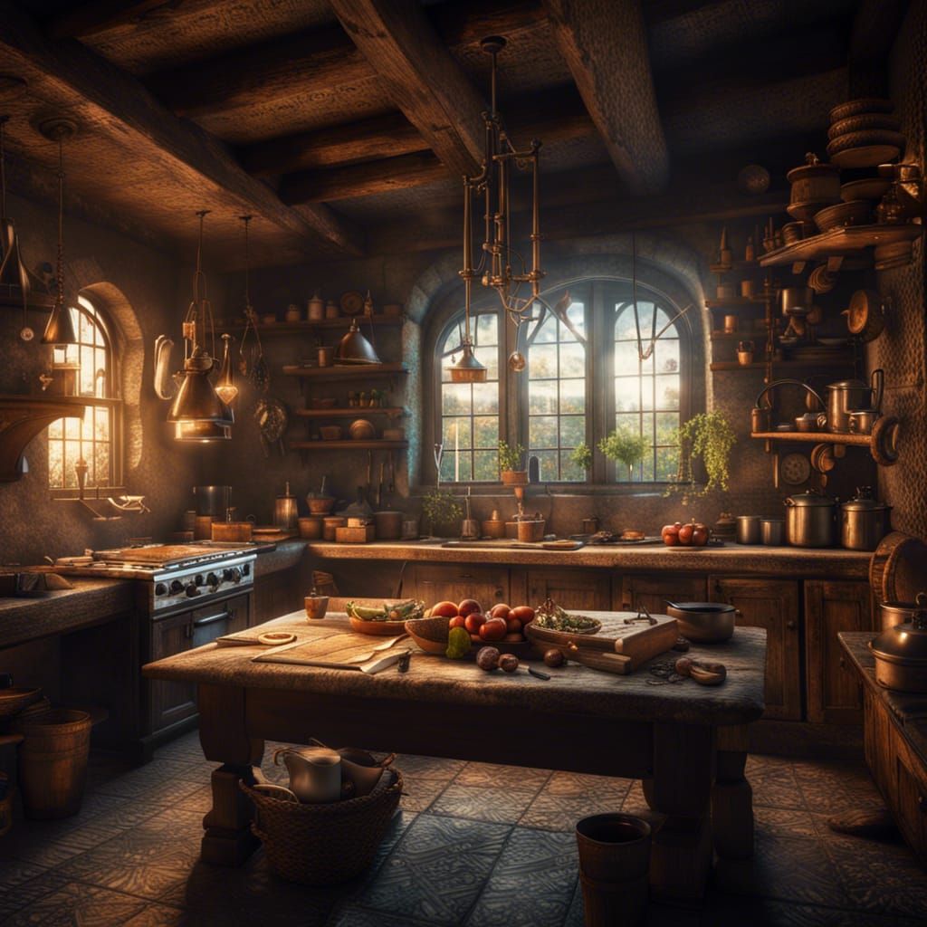 Medieval Farmhouse Kitchen: Digital Matte Painting