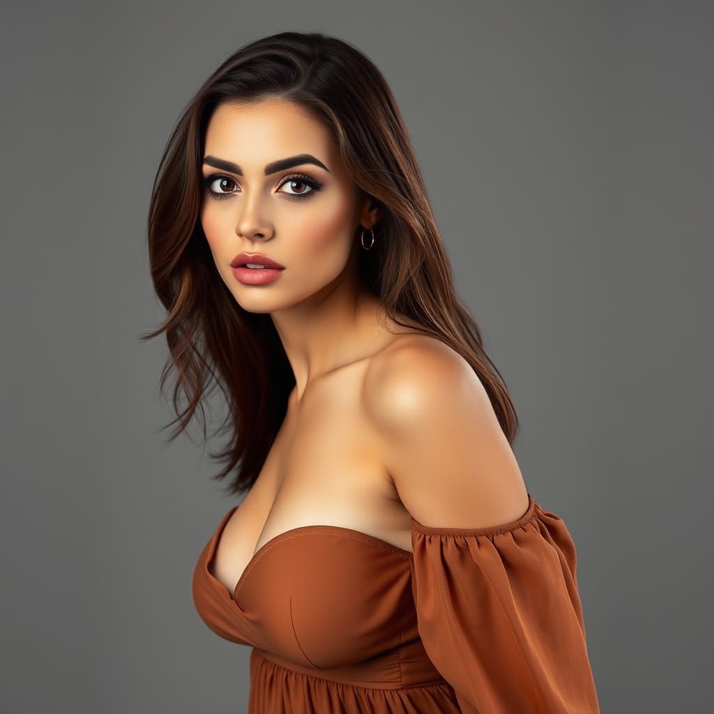 Woman with Intense Makeup and Flowing Dress