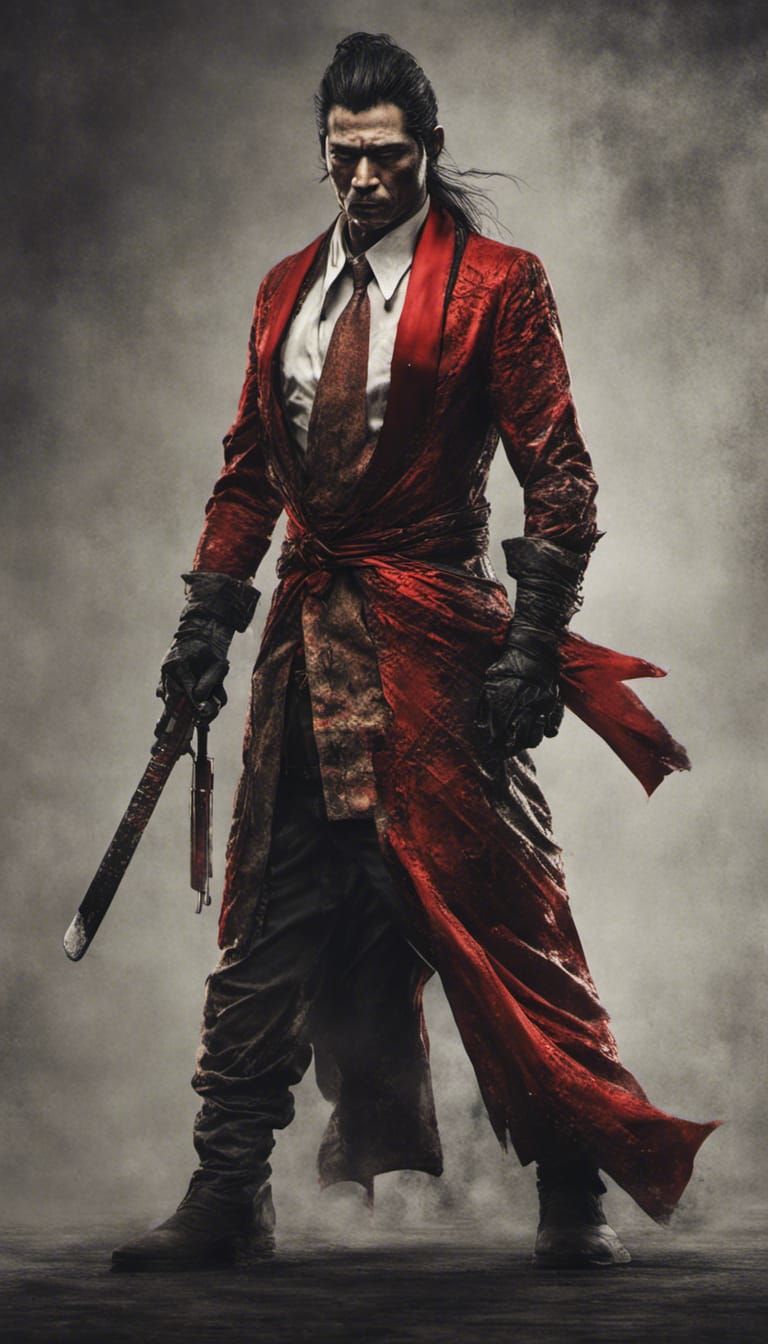 Elite Yakuza Assassin in Dark Fantasy Concept Art