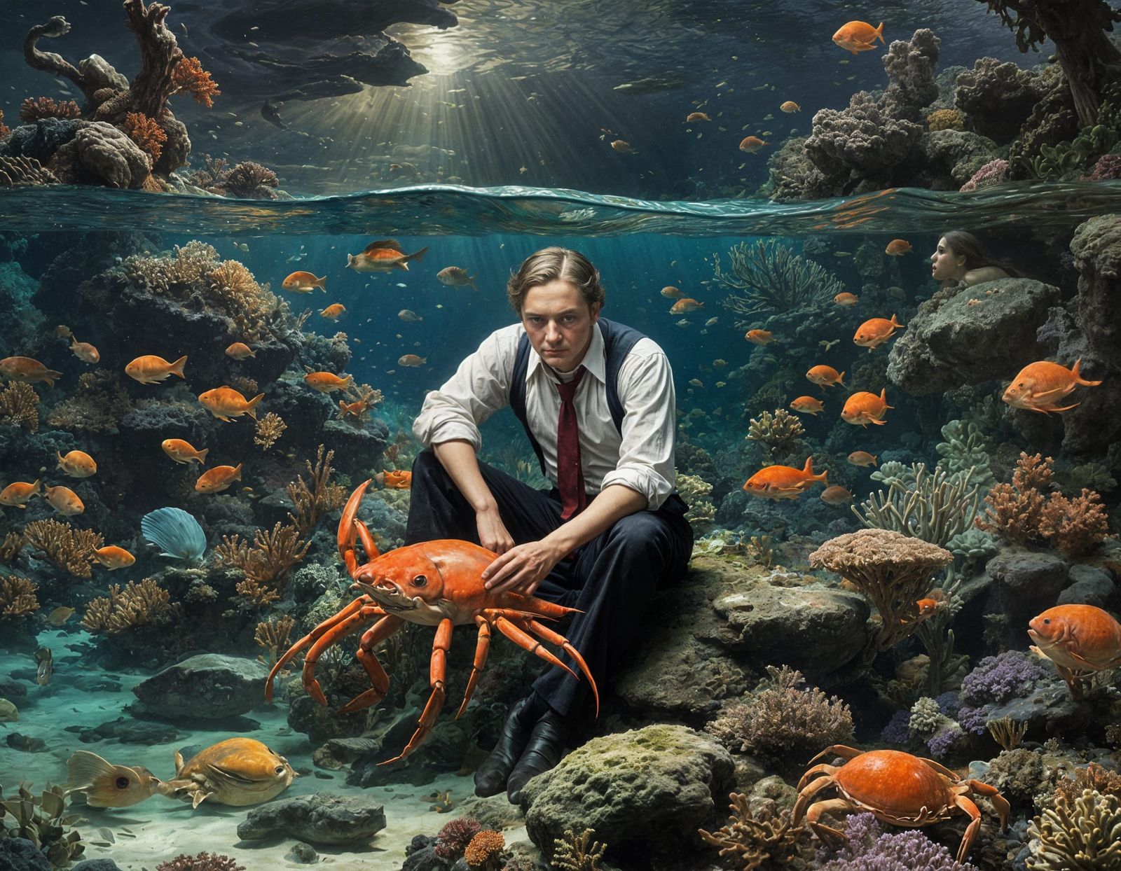 Melancholy Poet in Coral Reef, Academic Art