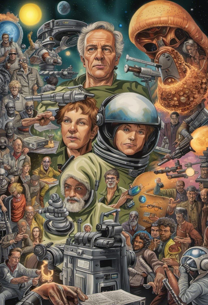 Happy Birthday Sci-Fi Characters in Photorealistic Undergrou...