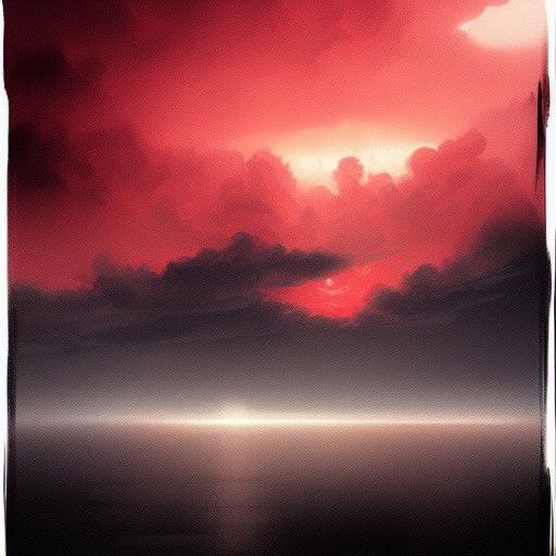 Sinister Red Sky Contrails, Digital Painting