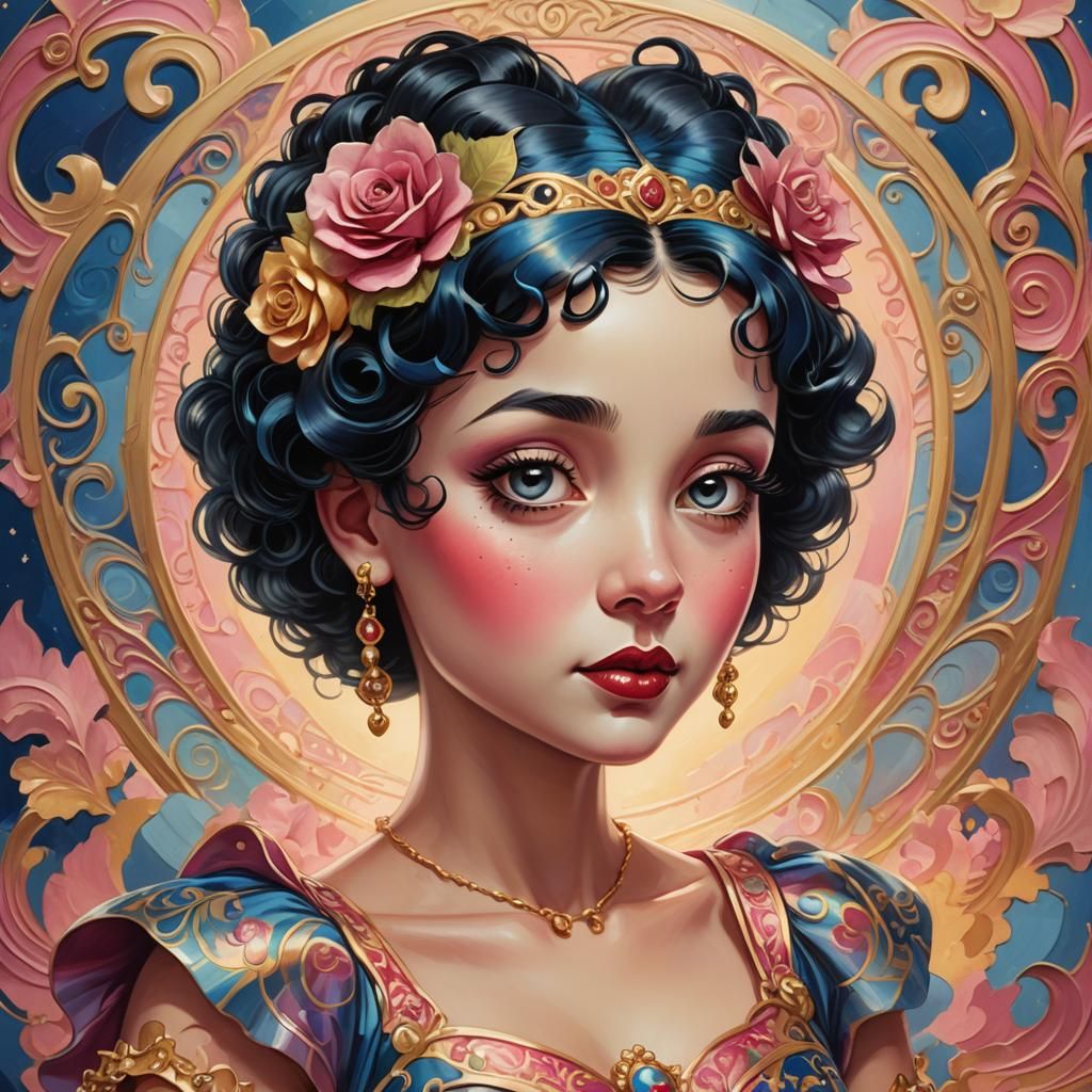 Betty Boop in Romantic Dress: Art Nouveau Style