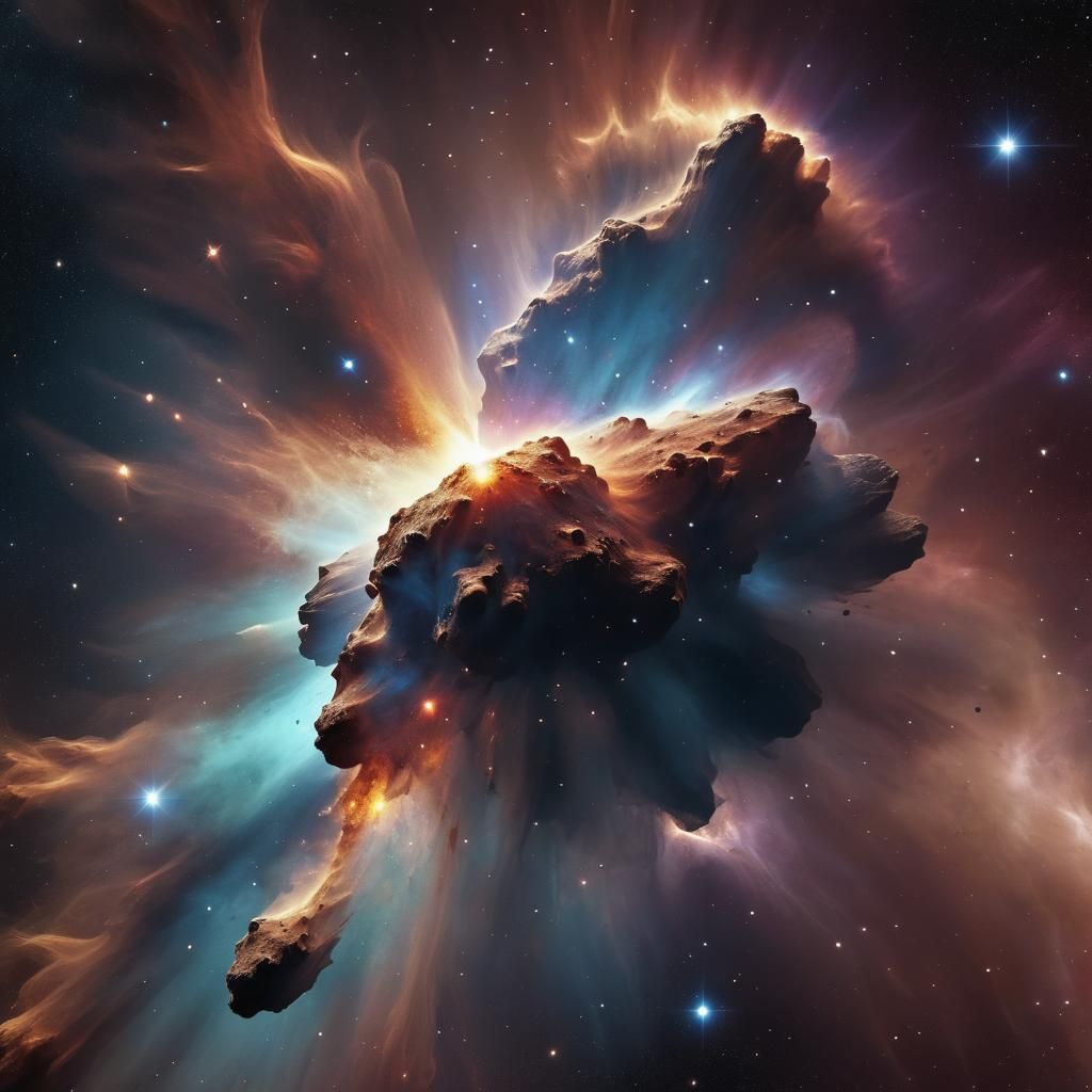 Photorealistic Comet Speeds Through Nebula Galaxy