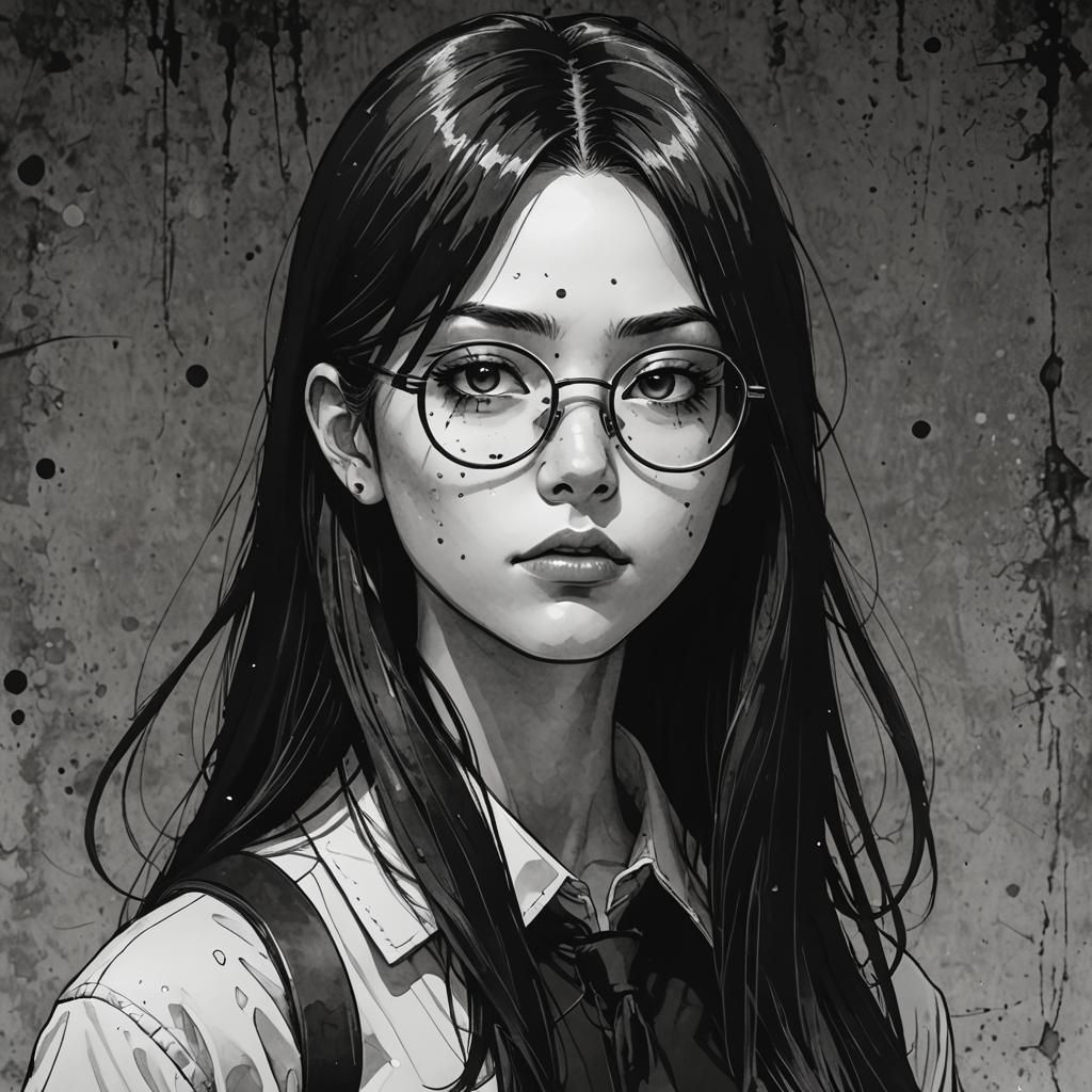 Edgy Manga Portrait of a Girl with Piercing Gaze