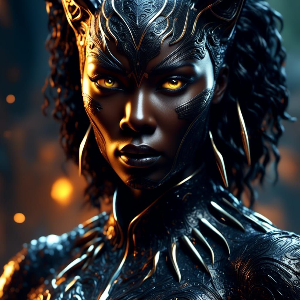 Hissing Demon Panther Overlayed with Stunning Woman