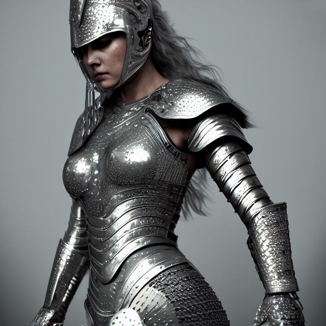 Warrior Woman in Silver Armor: 8k Octane Render