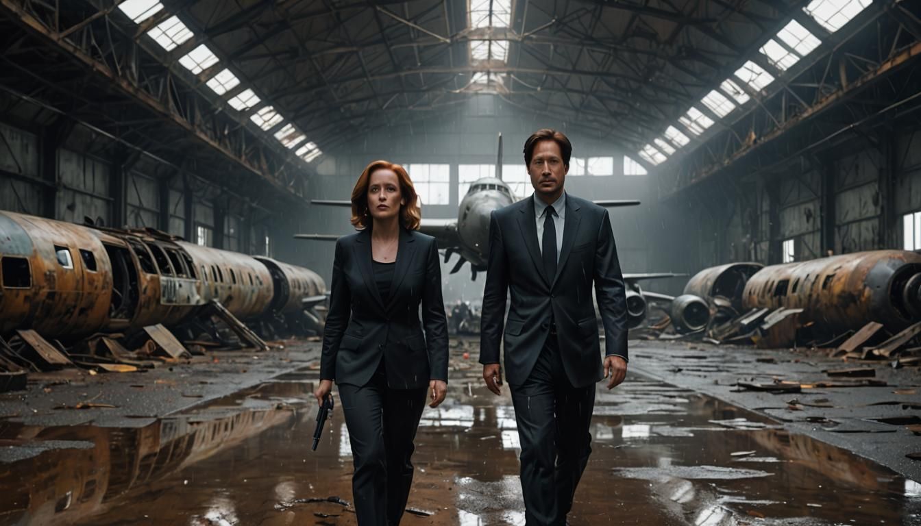 Scully and Mulder in Abandoned Hangar, Hyperrealism