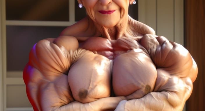 Mega Muscular Grandma Bodybuilder with Ripped Physique