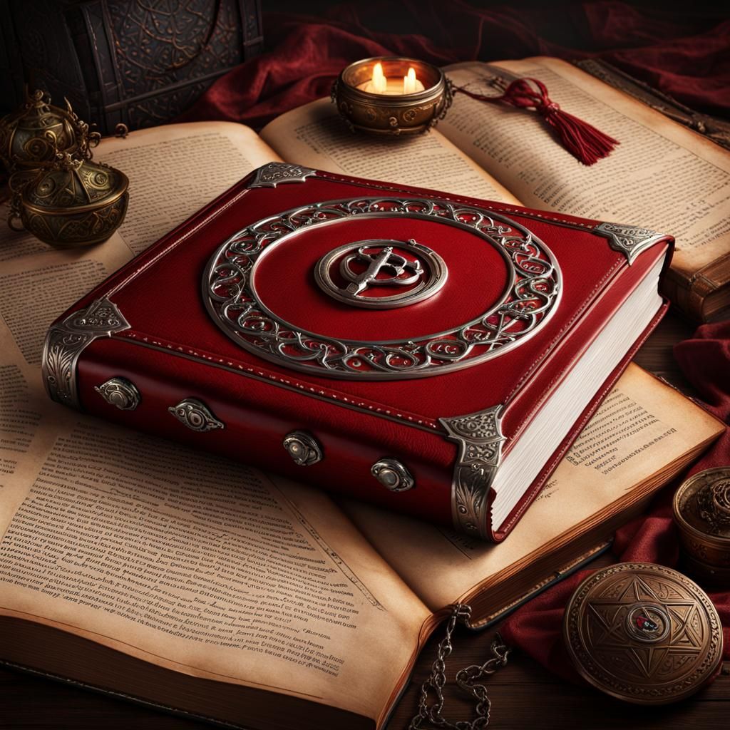Red Leather Book with Runes: Dungeons and Dragons Item