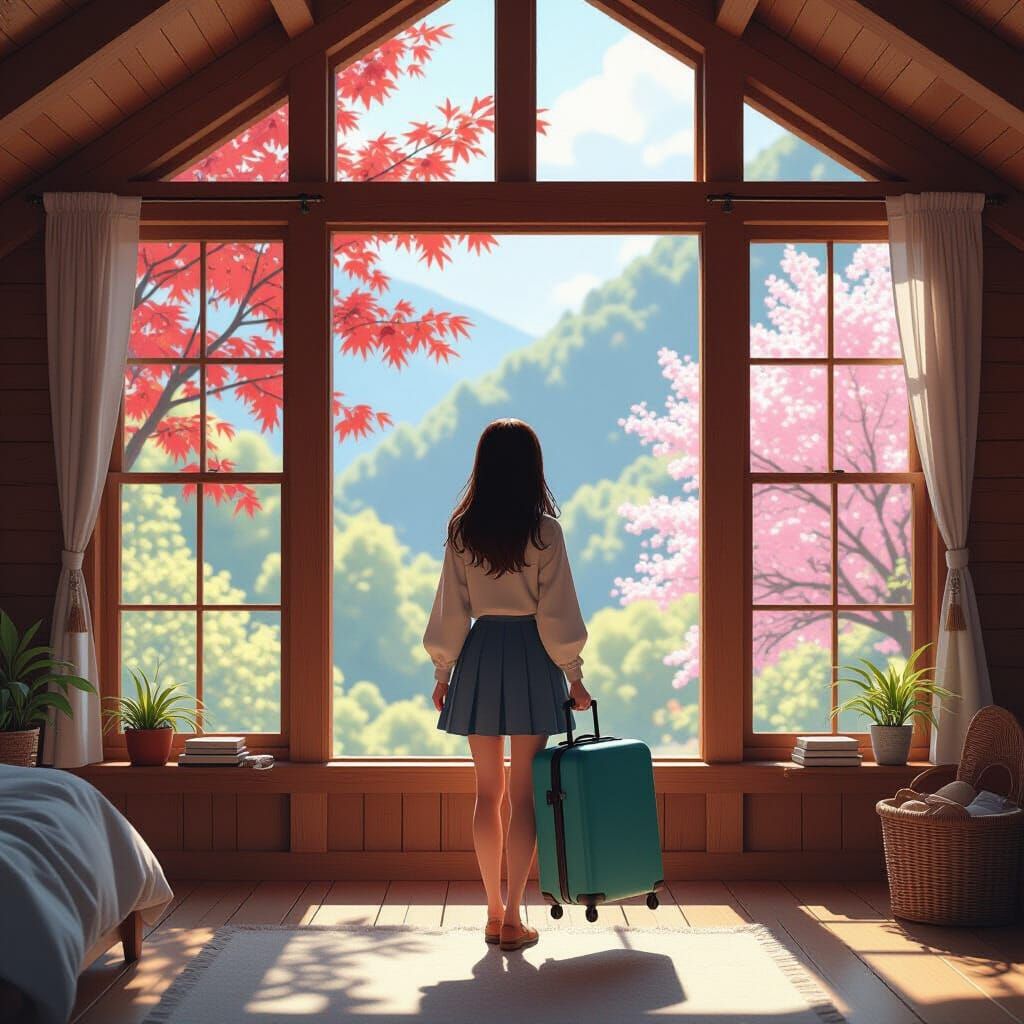 Cozy Cabin Loft Arrival in 3D Anime Style