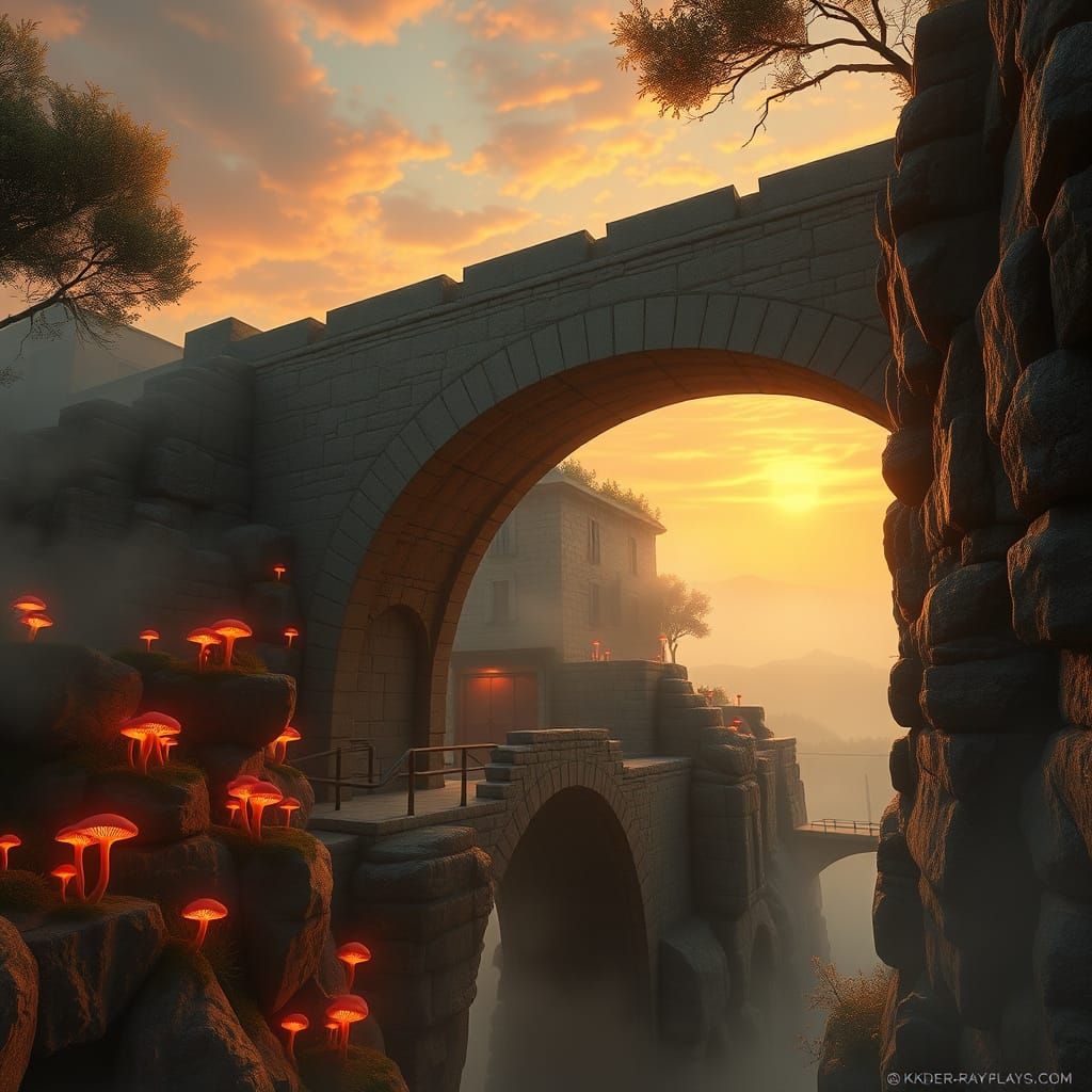Surreal Tuscany Bridge Erupts with Ethereal Anime-Inspired L...