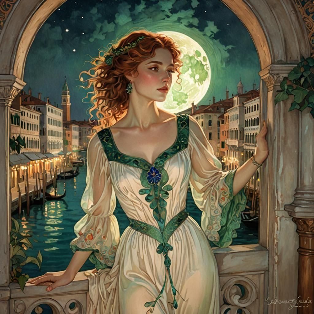 Venetian Dreamscape in Art Nouveau Style