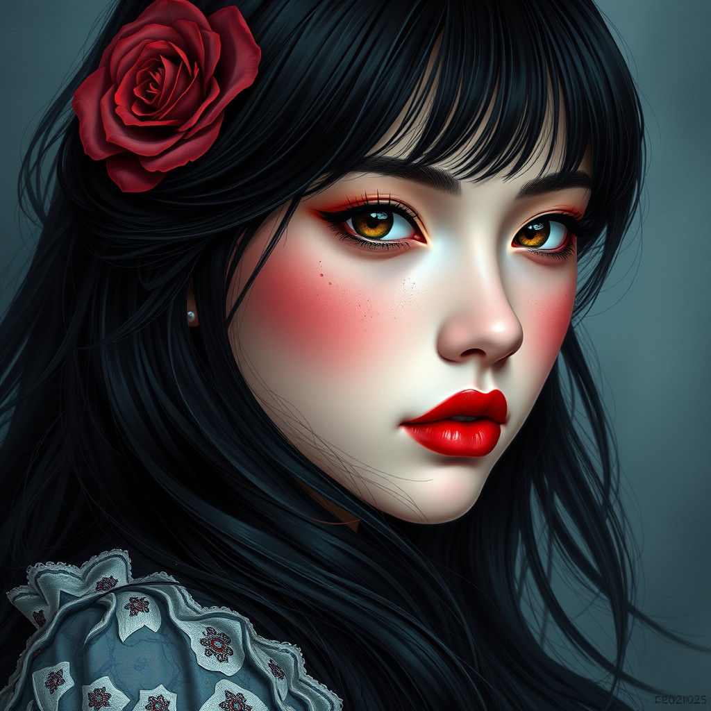 Enchanting Beauty: A Matte-Painted Portrait of a Girl