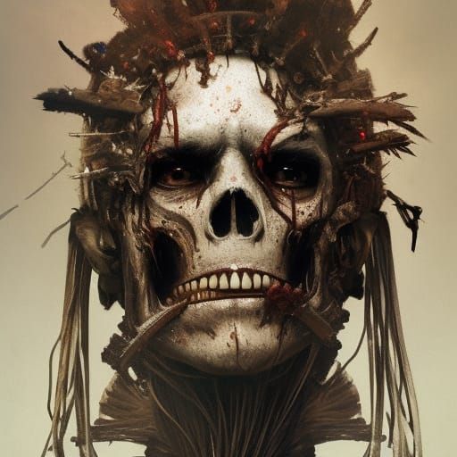 Decaying Skeleton Warrior Portrait, Hyperdetailed Concept Ar...
