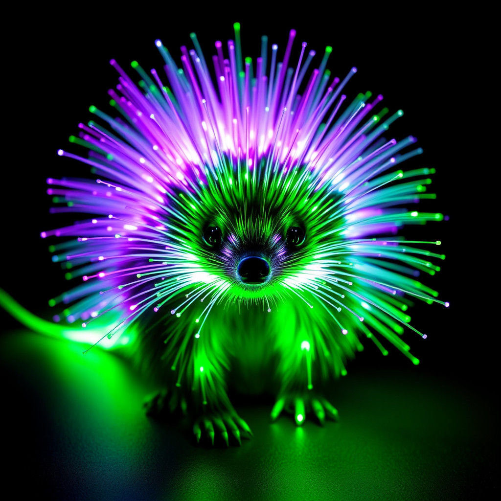 Fiber Optic Porcupine in Cyberpunk Style