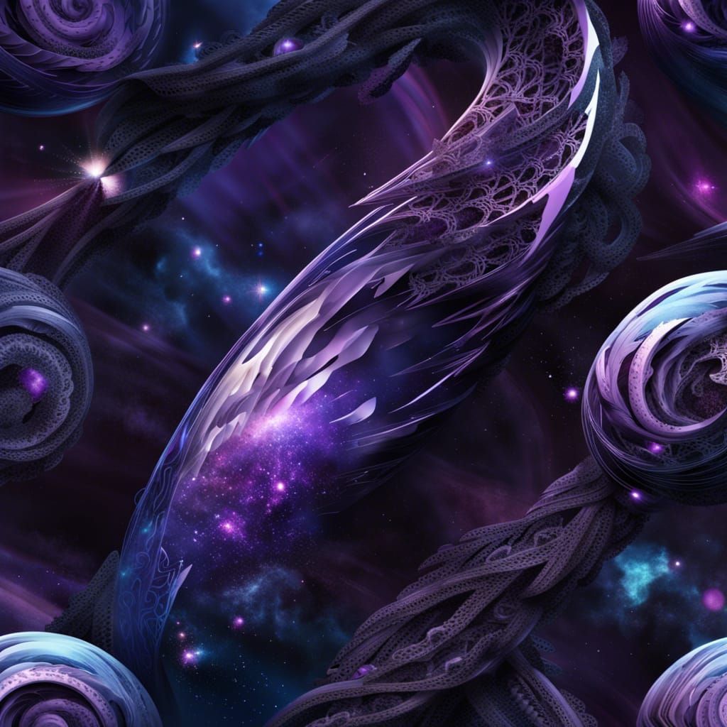 Hyperrealistic Purple Crystal Tornado in Space