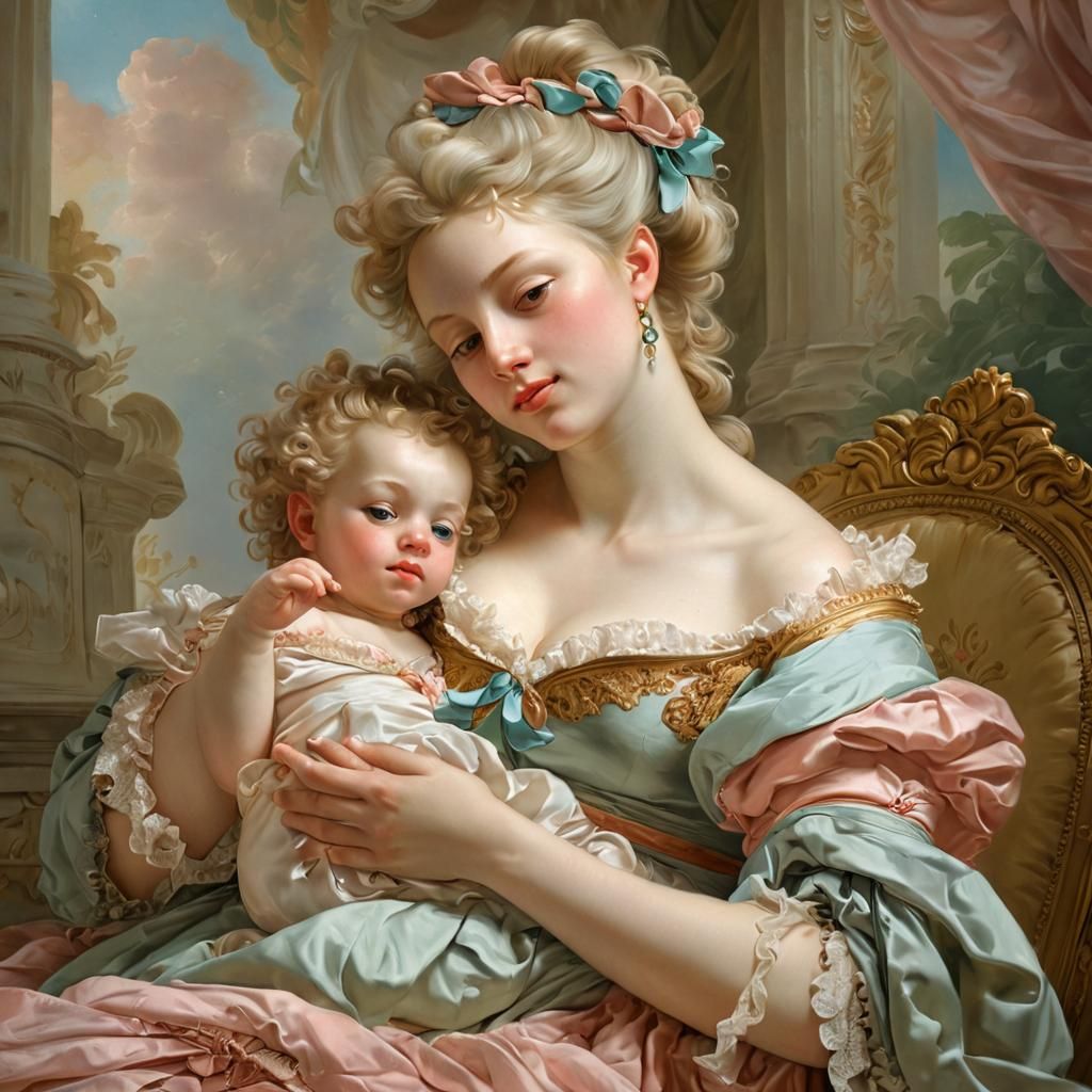 Mother and Child in Rococo Style