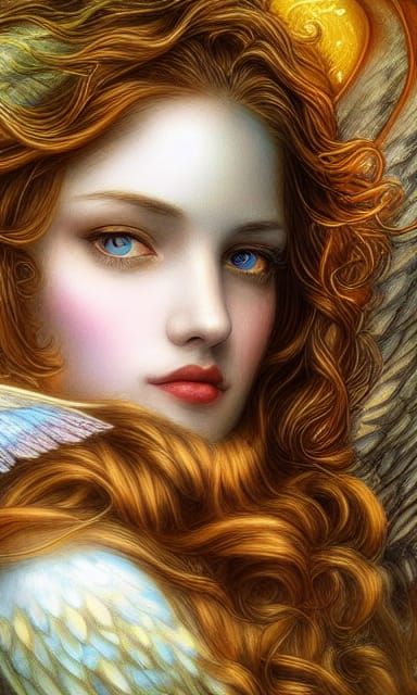 Male Angel with White Wings in Baroque Style