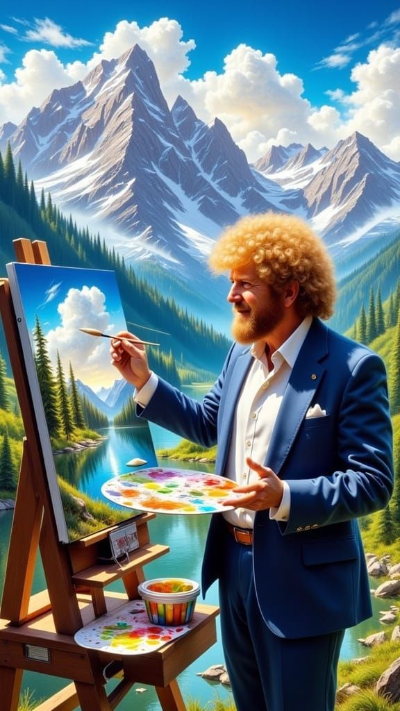 Satirical Trump Paints Happy Tears in Bob Ross Style