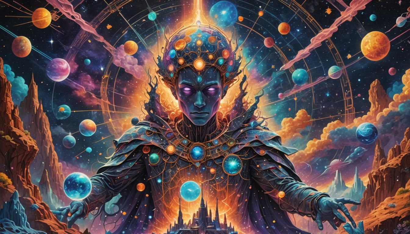 Holographic Cosmic Rays: Astral Mixed Media Art