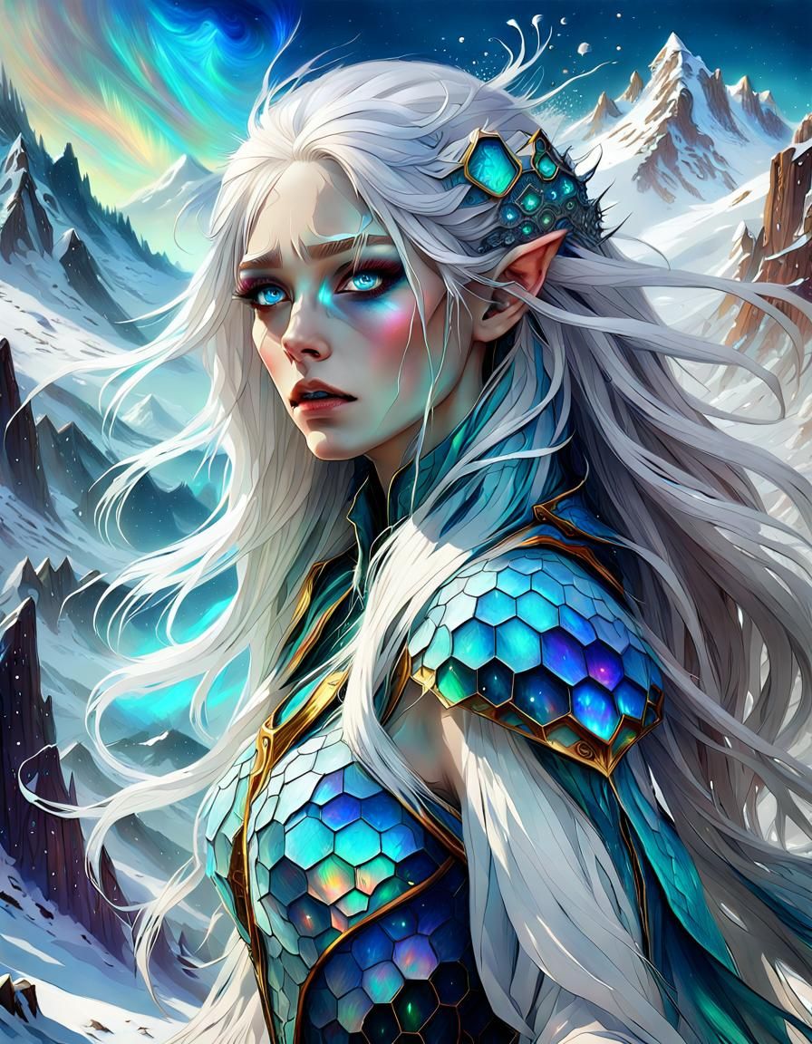 Scared Elf Girl in a Surreal Landscape