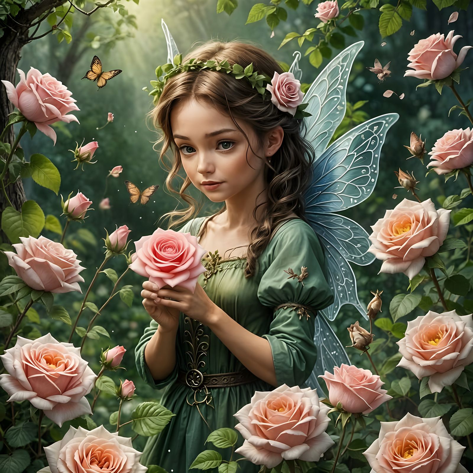Delicate Fairy Waters Roses in Enchanting Garden