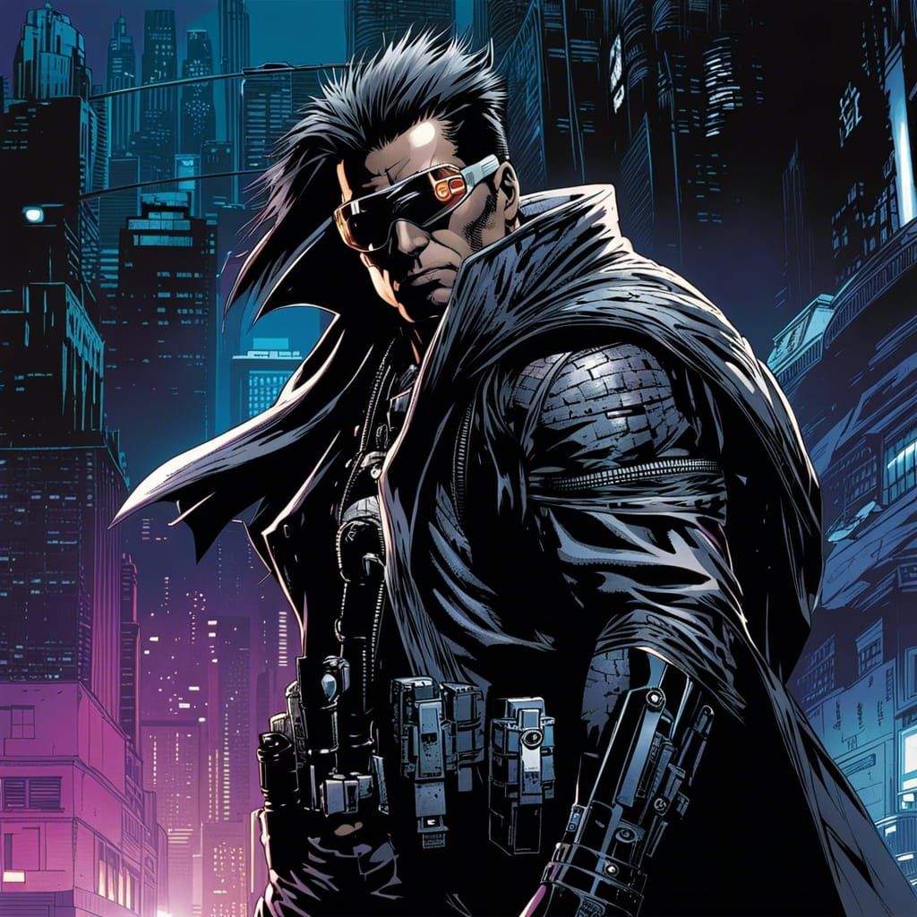 Cyberpunk Character in Comic Book Style