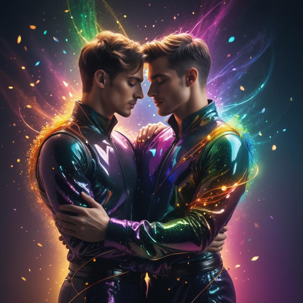 Futuristic Surrealist Couple's Celestial Embrace