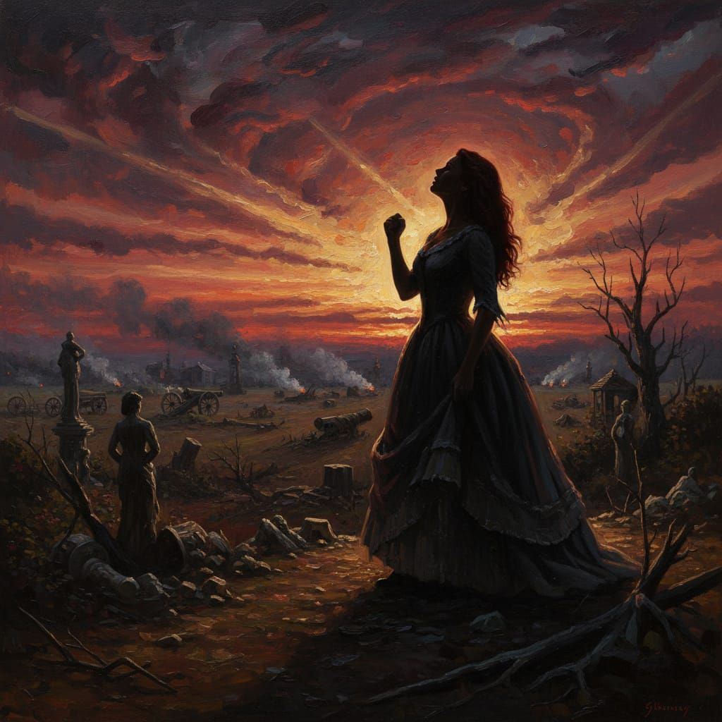 Scarlett O'Hara's Tragic Stand in Ruined Garden