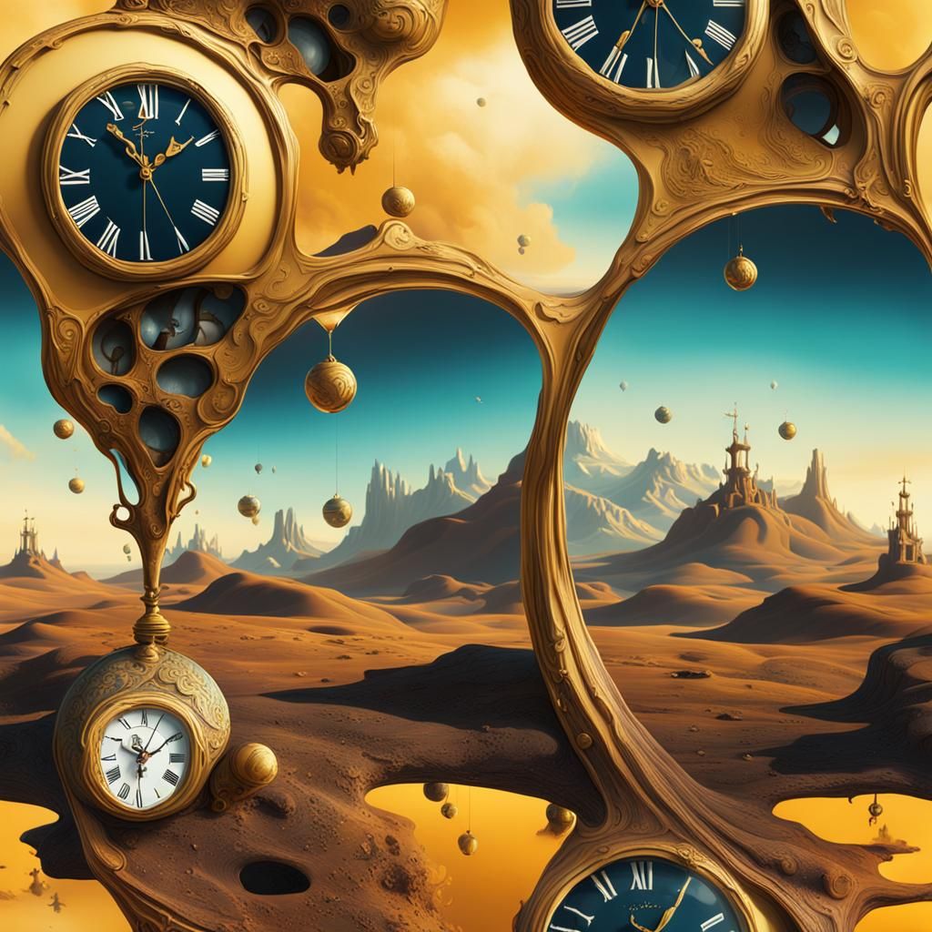 Surreal Melting Clocks as Detailed Matte Painting