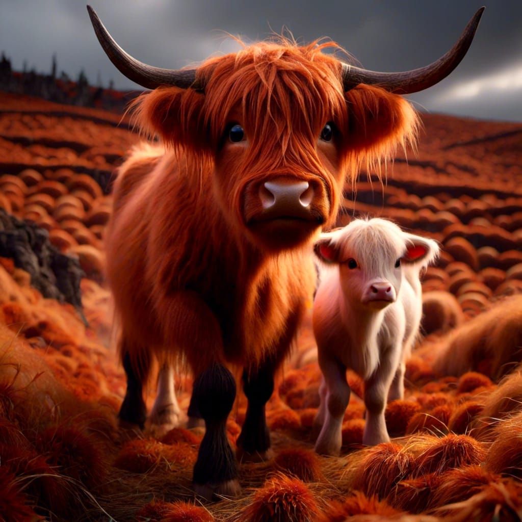 Fluffy Highland Calf Generated by LoRA