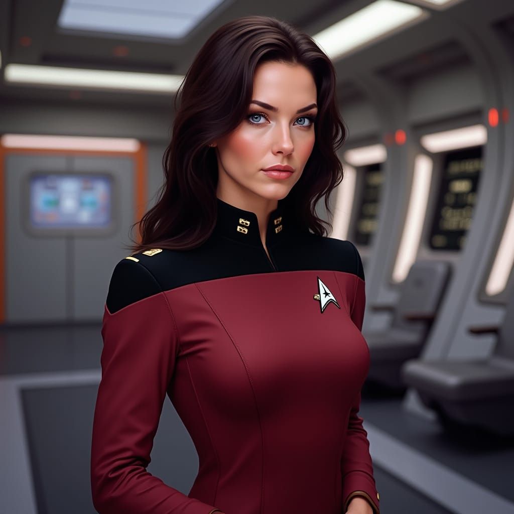 Starfleet Captain on Bridge in Syd Mead Style