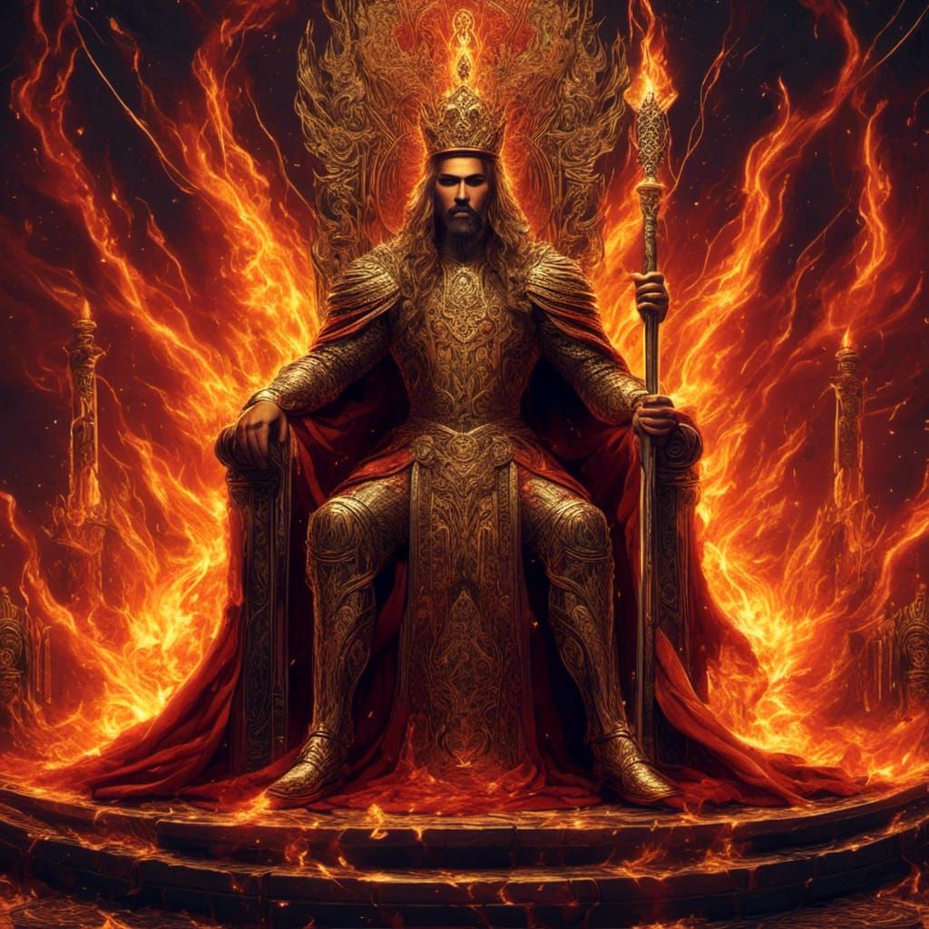 King of Wands Tarot Card in Poster Style