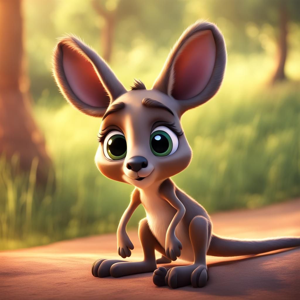Chibi Pixar Kangaroo with Sad Eyes