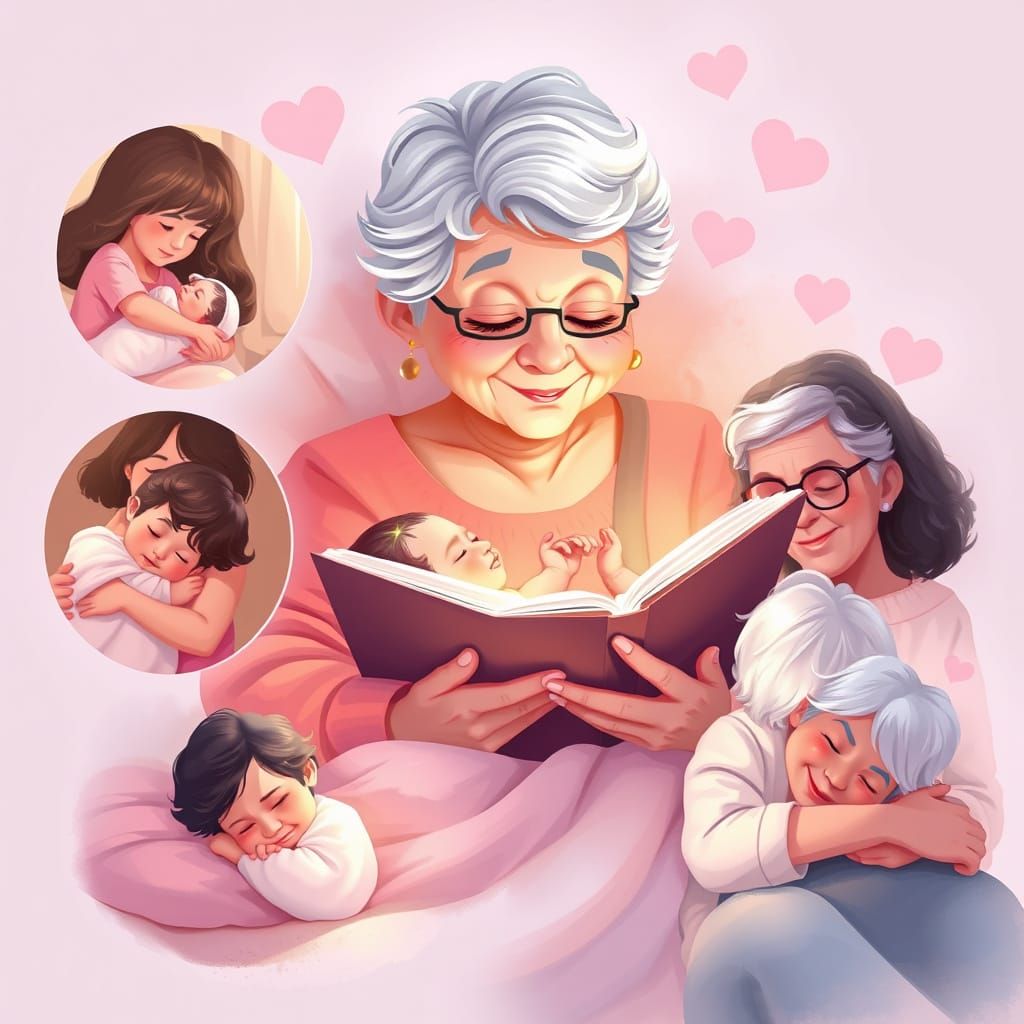 Heartfelt Motherly Love in Soft Digital Illustration