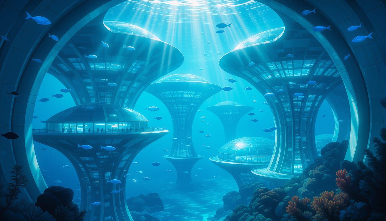 Bioluminescent Crystalline Underwater City