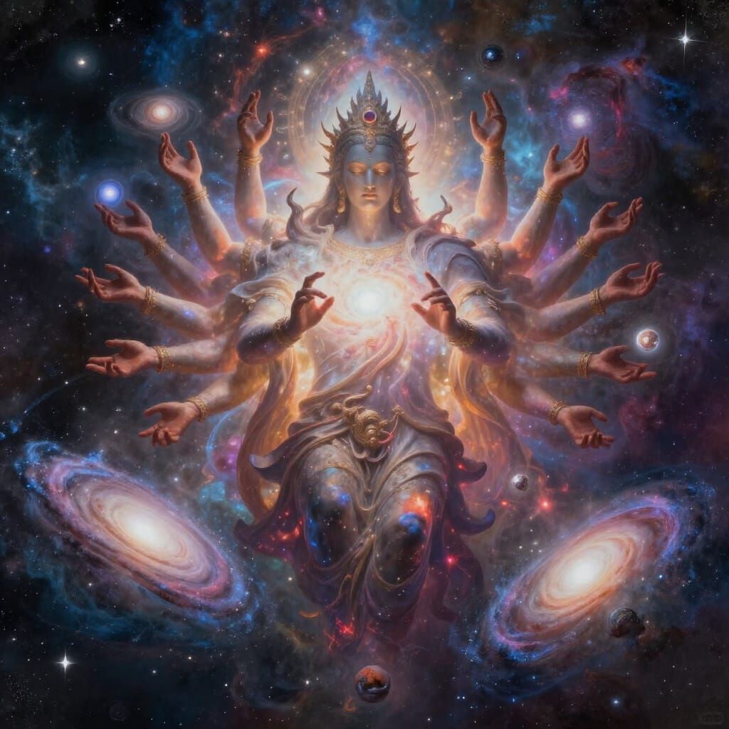 Cosmic God Controlling Galaxies with Radiant Hands