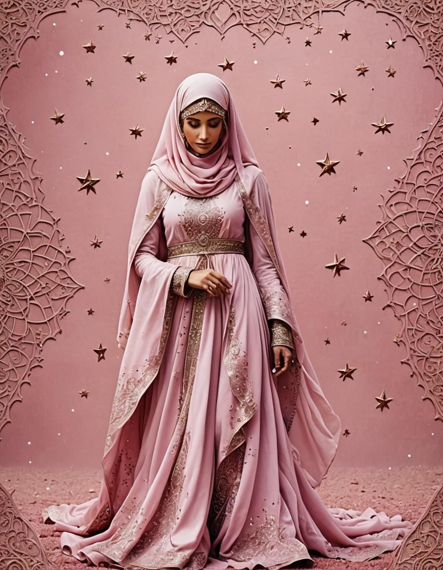 Magical Arabian Lovers in a Starry Fantasy Desert