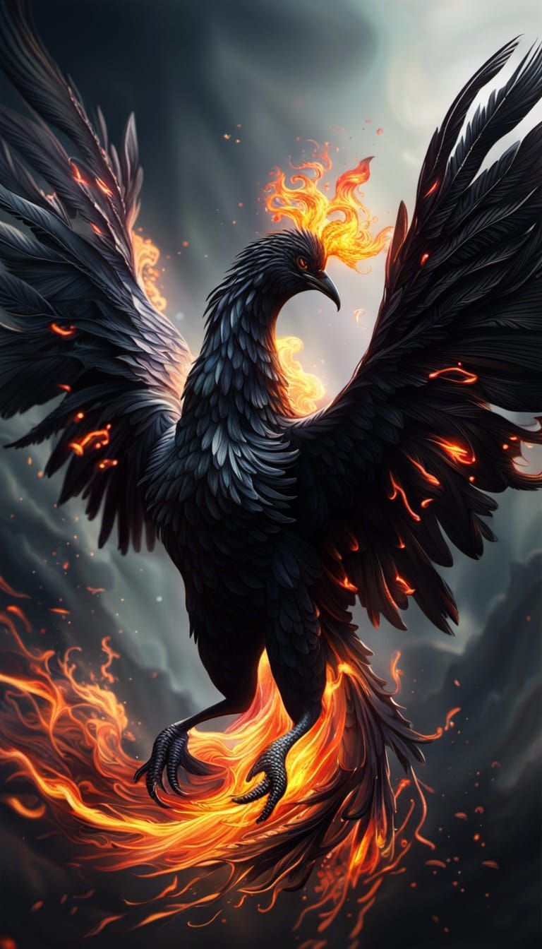 Hyperrealistic Black Phoenix in 8K Resolution