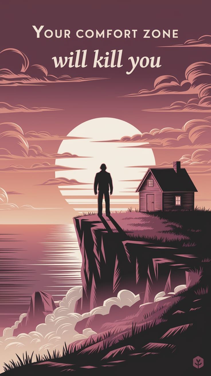 Stepping Beyond the Known in a Profound Sunset Landscape