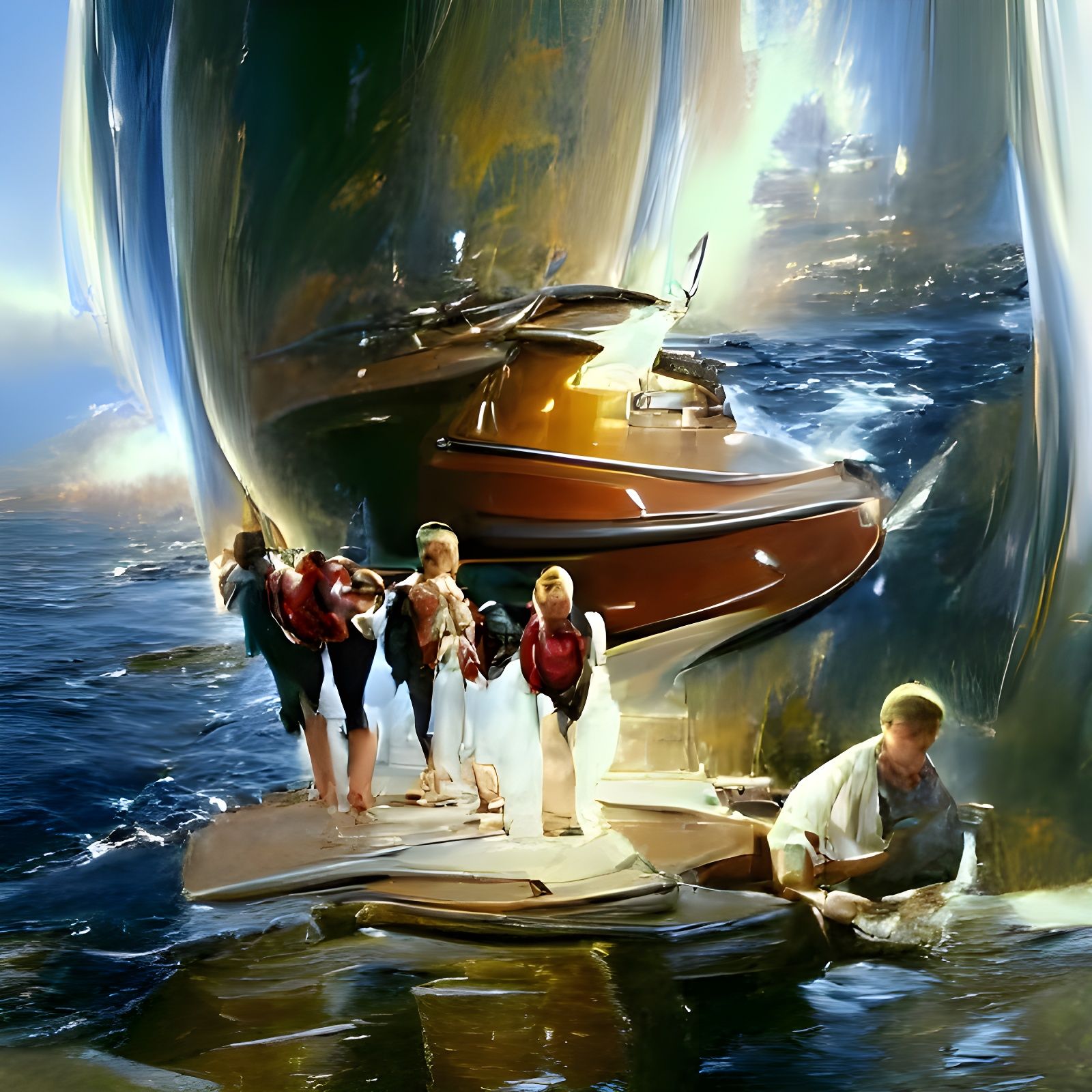 Heroes Embark on an Exciting Adventure as Oil Painting