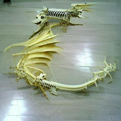 Detailed Dragon Skeleton Illustration
