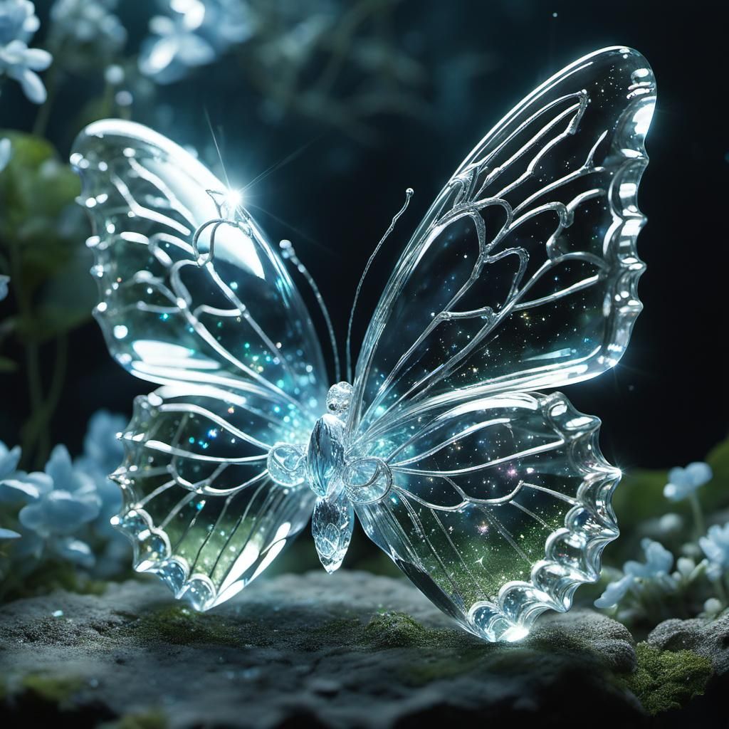 Crystal Butterfly Boops Dragon in Enchanted Garden
