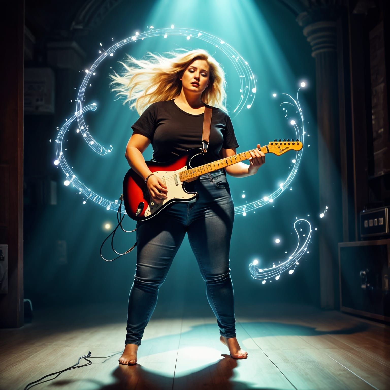 Ethereal Rockstar in Vibrant Spotlight