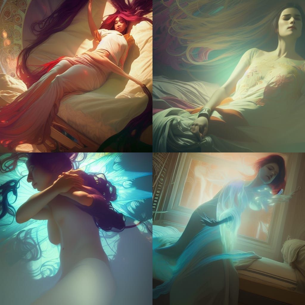 Astral Projection: Soul Leaving Body, Art Nouveau Style